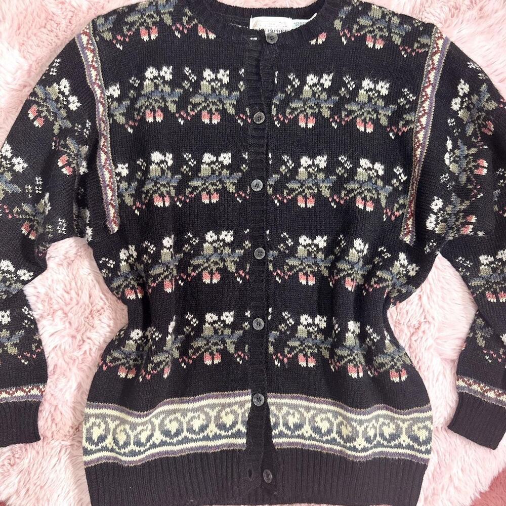 The import workshop vintage floral sweater cardigan
